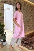 Made in Italy Perfect Pocketed T Shirt Dress Candy 